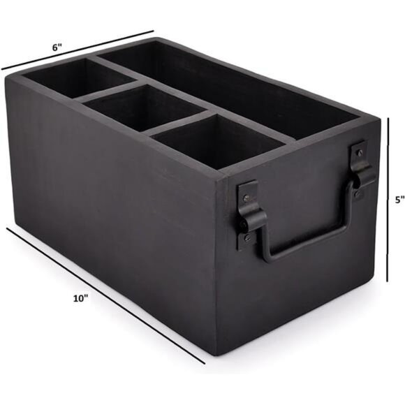 Mango Wood Flatware Caddy Utensil Holder with Napkin Holder Kitchen Organizer - Picture 2 of 6